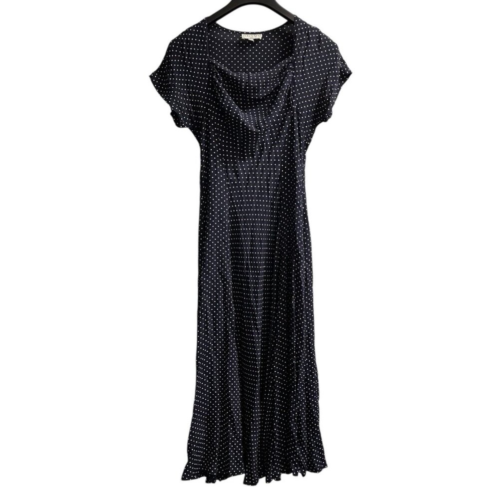 Vintage Laundry Dress Women 10 Navy Blue Fit & Flare Maxi Retro Pinup Rockabilly